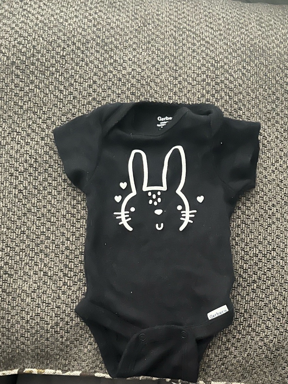 Gerber Black One-Piece with White Bunny Graphic